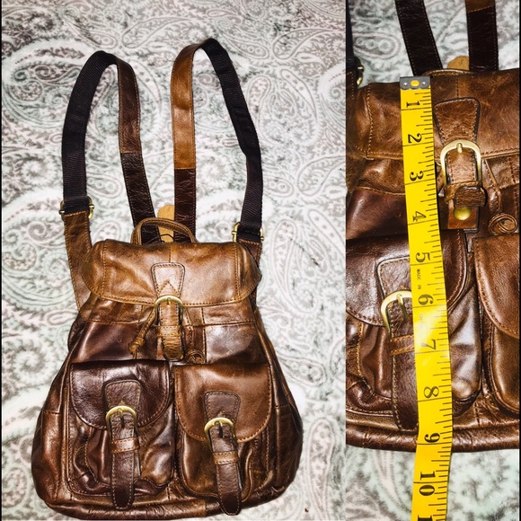 Tough Worke Handbags - Tough Worke Brown Leather Mini Backpack